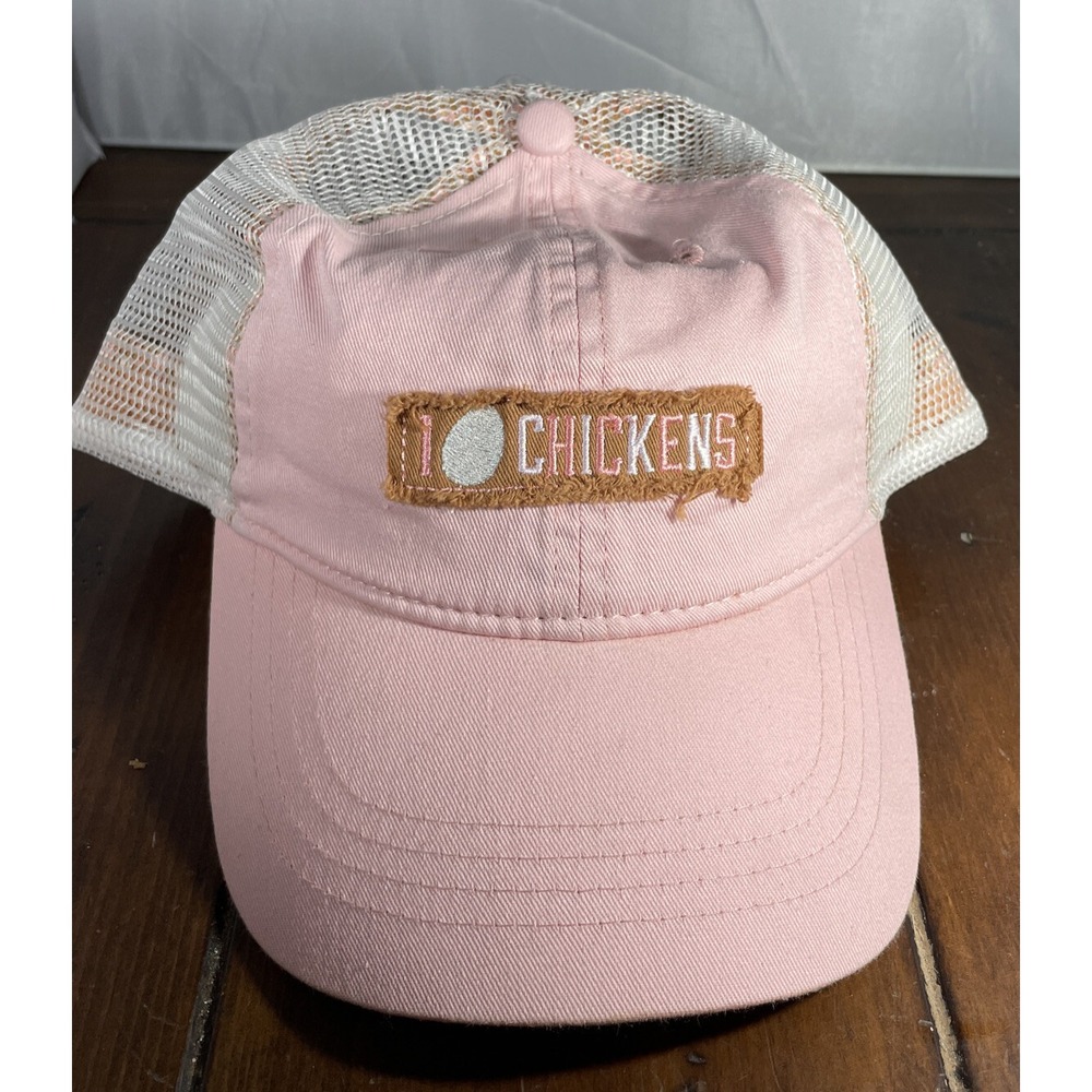 Infinity Womens Trucker Hat Pink I Heart‎ Chickens Mesh Snapback Floral Brim NEW